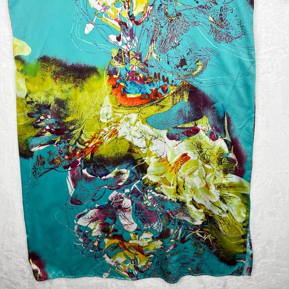 Natori Private Luxuries Blue Awai Charmeuse Kaftan Large Maxi Length‎ Oversized - Picture 6 of 16